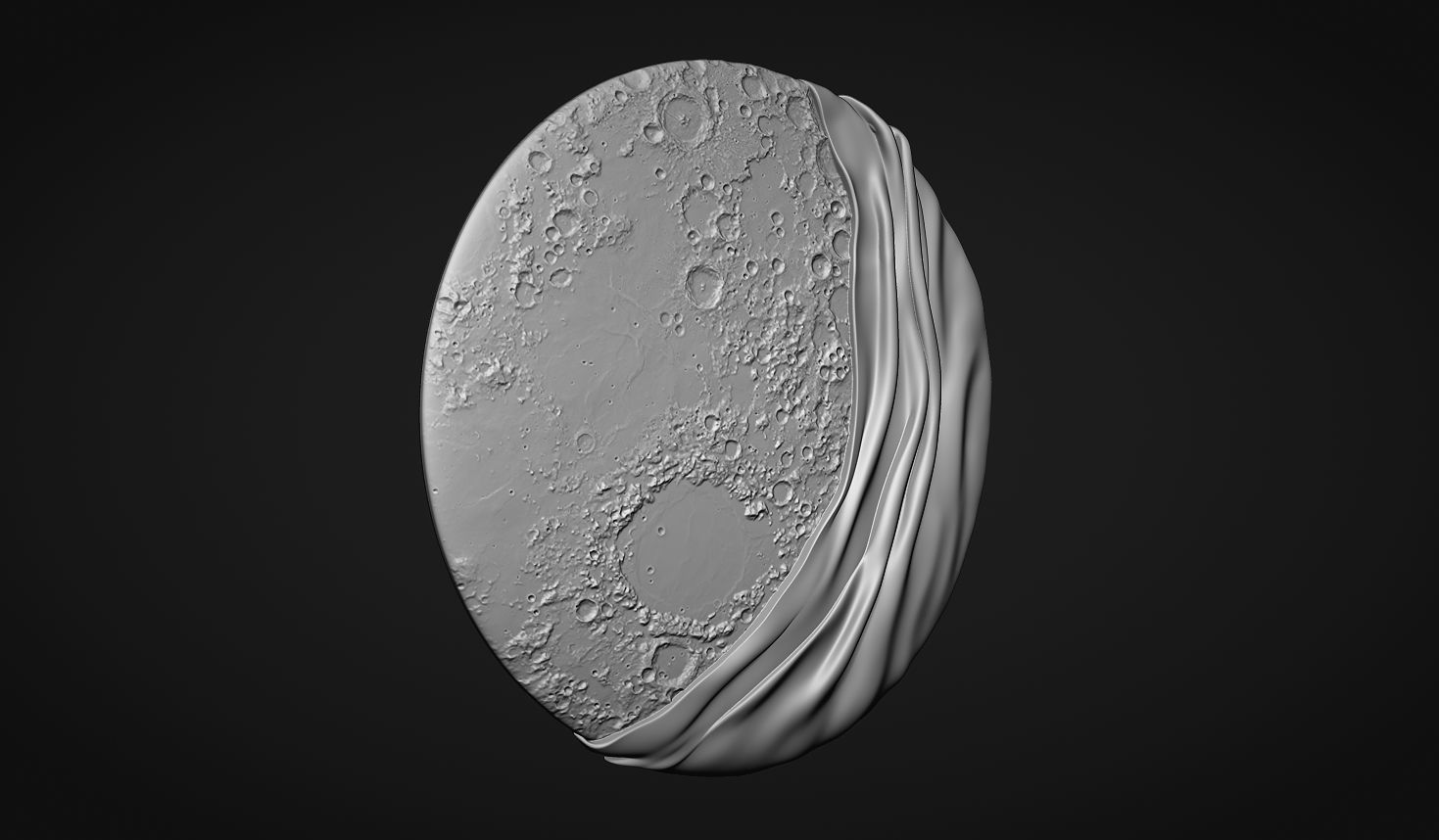 Moon Bas relief wall decor  for cnc carving 3D print model_2