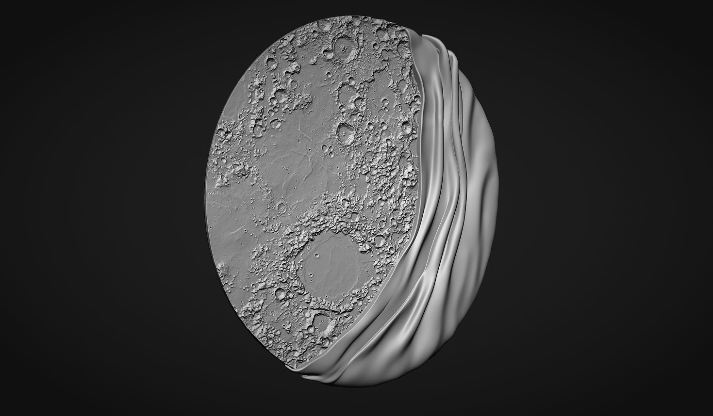 Moon Bas relief wall decor for cnc carving 3D print model_2
