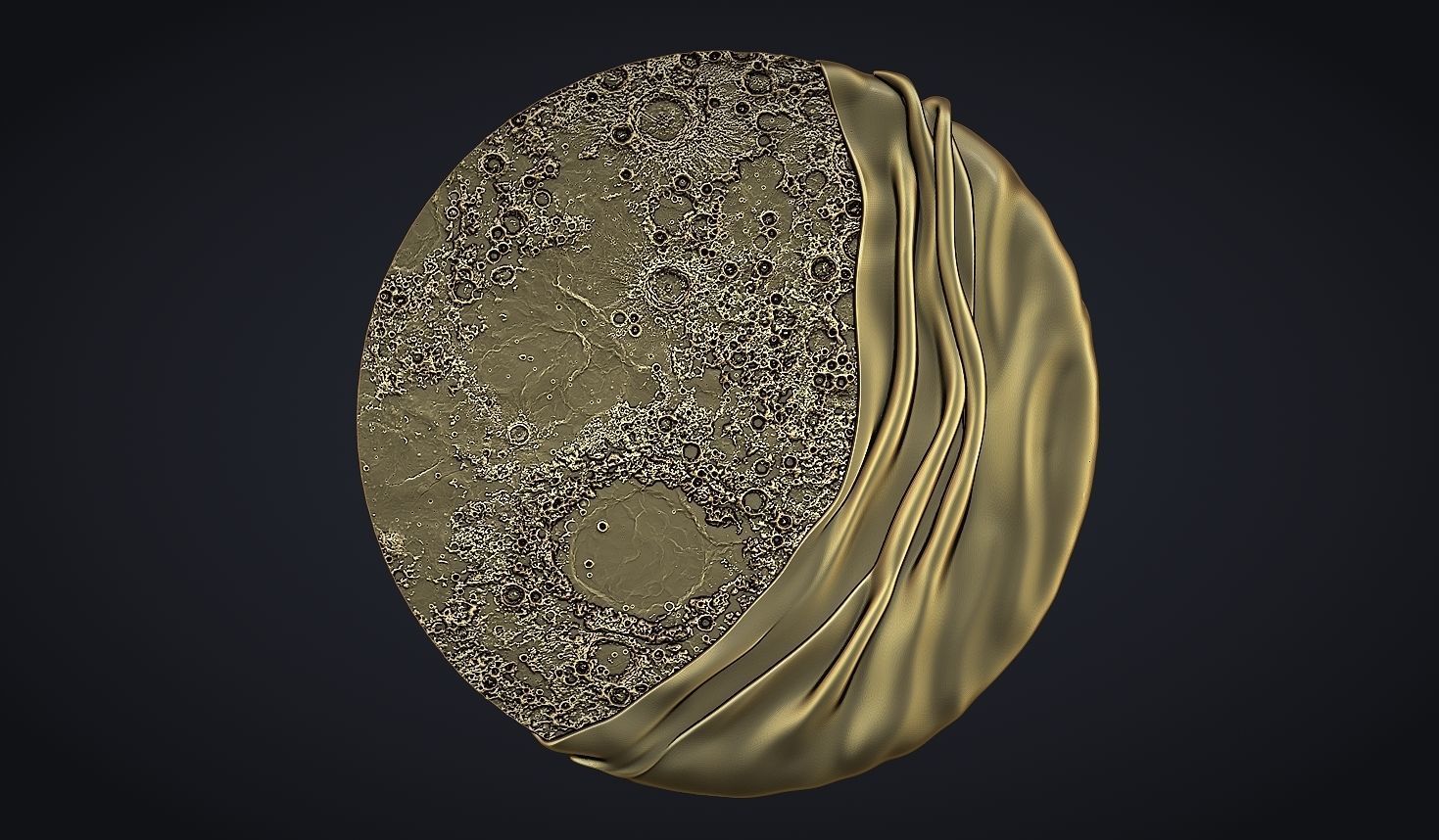 Moon Bas relief wall decor for cnc carving 3D print model_6