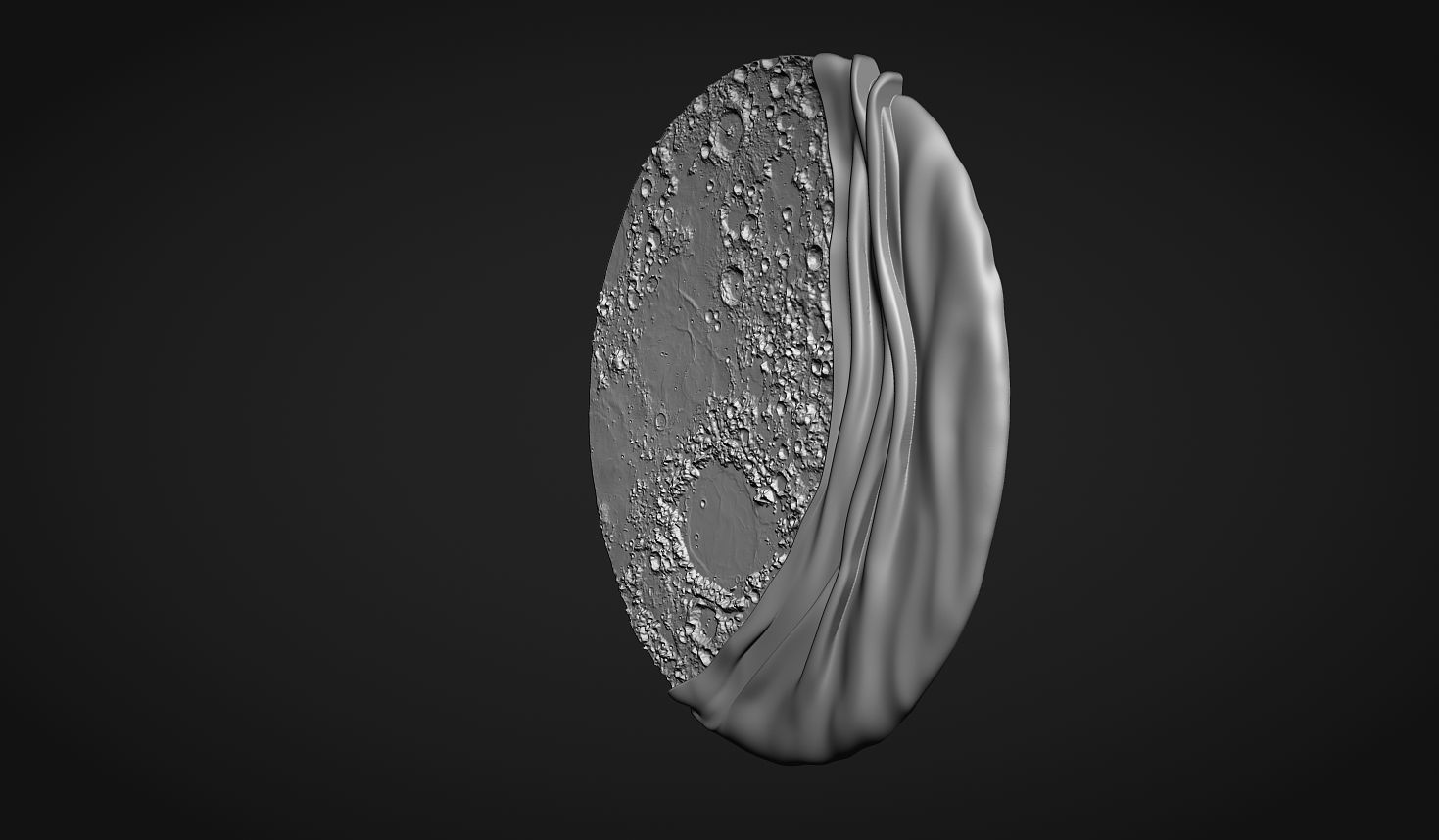 Moon Bas relief wall decor for cnc carving 3D print model_3