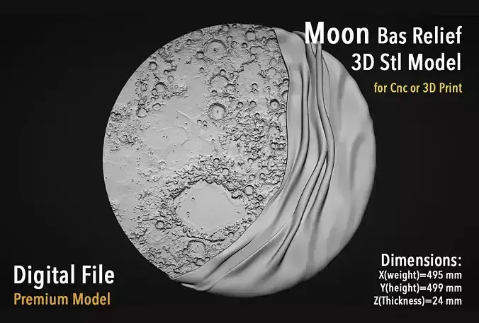 Moon Bas relief wall decor for cnc carving