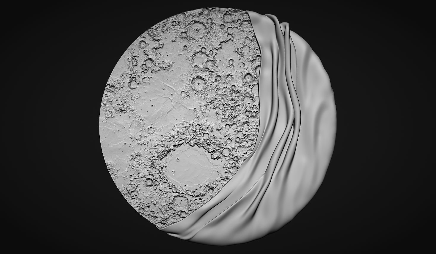 Moon Bas relief wall decor for cnc carving 3D print model_1