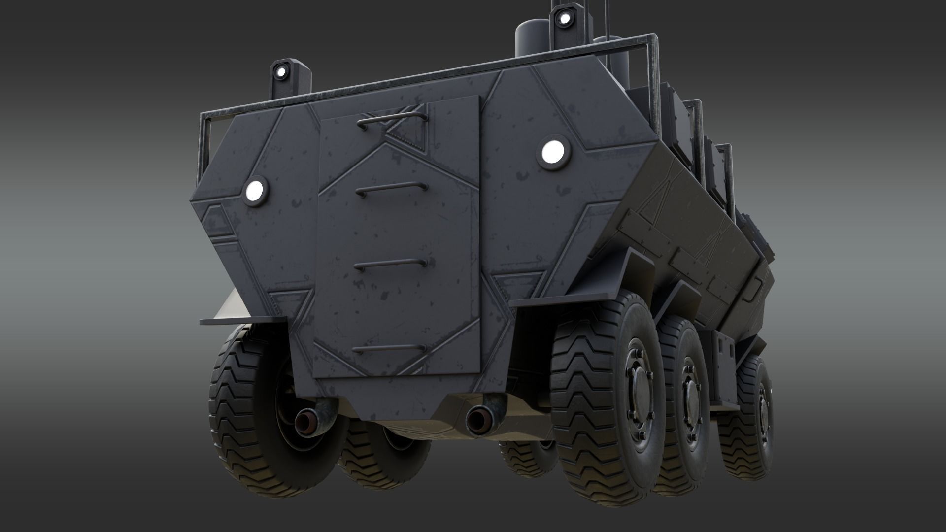 Future Electronic Warfare Vehicle Low-poly 3D model_9