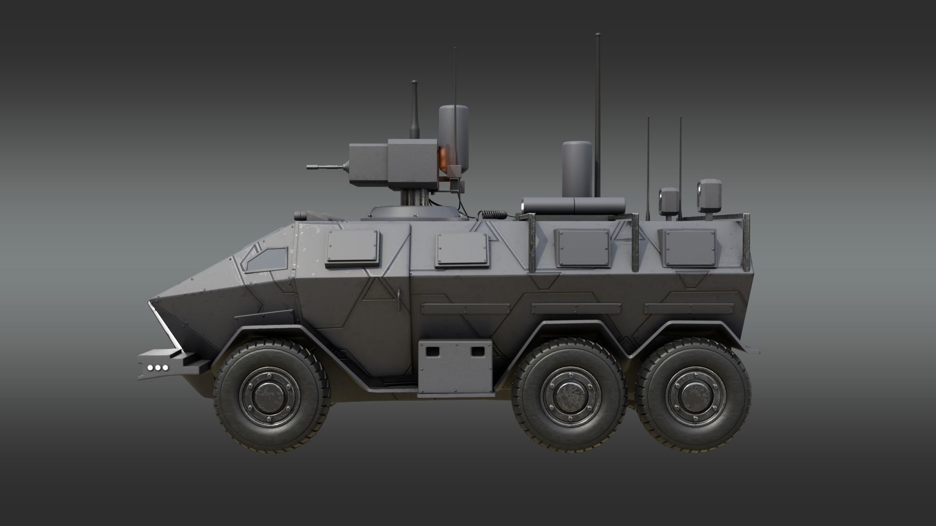 Future Electronic Warfare Vehicle Low-poly 3D model_6