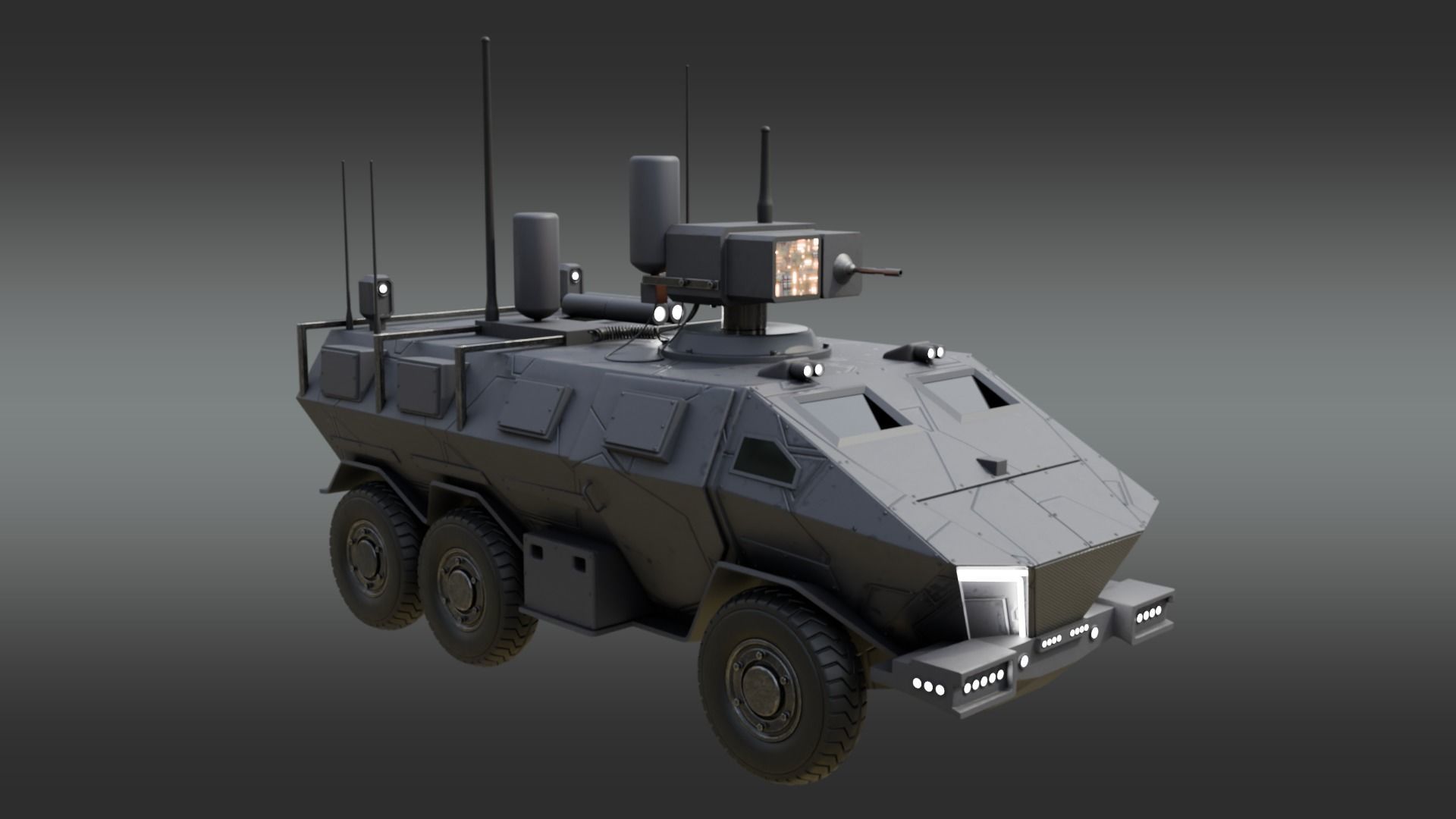 Future Electronic Warfare Vehicle Low-poly 3D model_4
