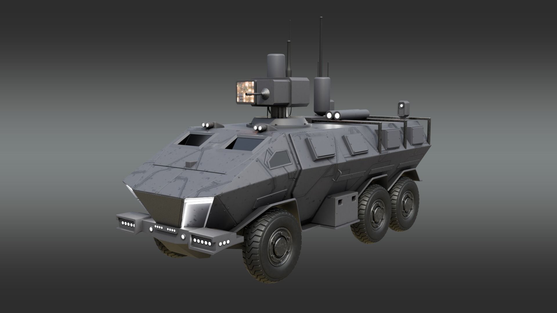 Future Electronic Warfare Vehicle Low-poly 3D model_1