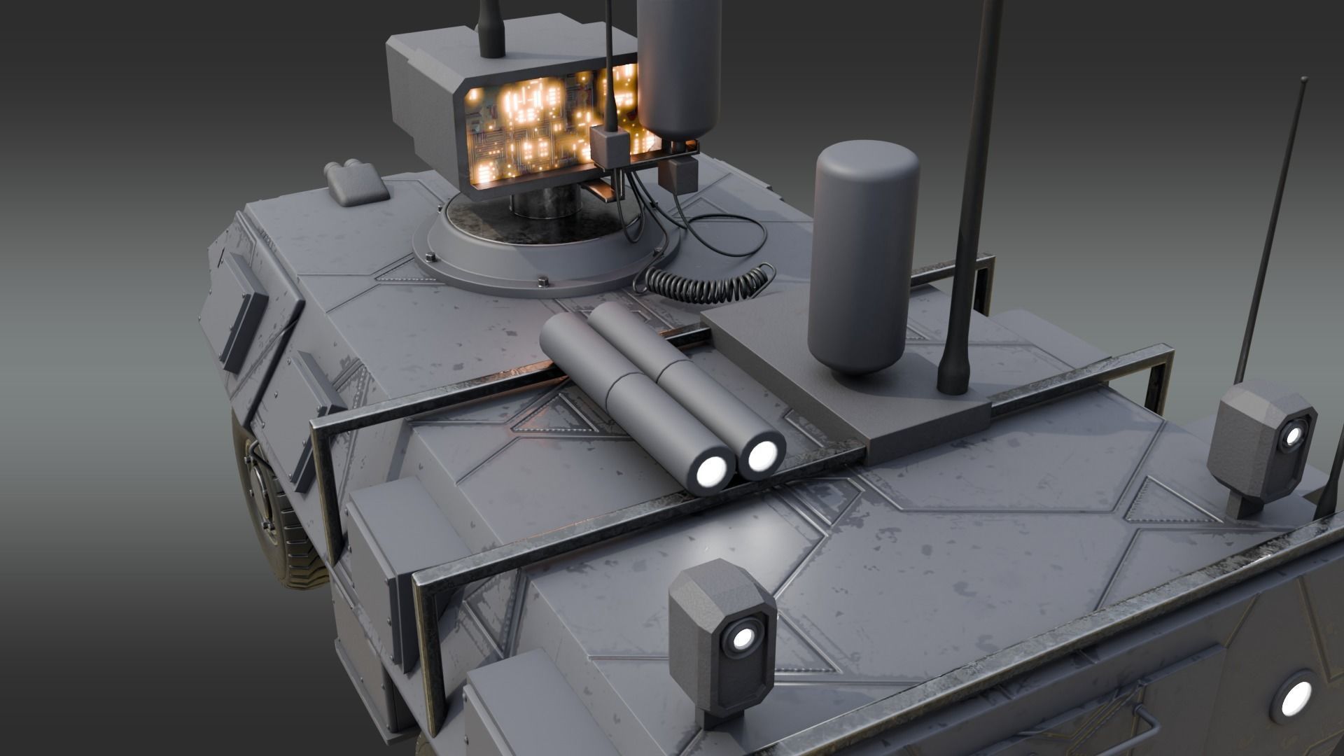 Future Electronic Warfare Vehicle Low-poly 3D model_10