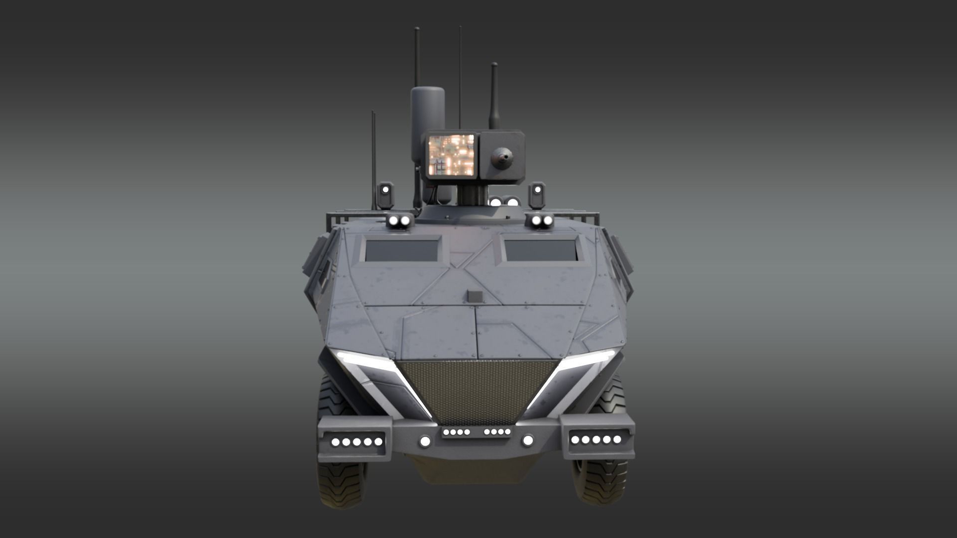 Future Electronic Warfare Vehicle Low-poly 3D model_3