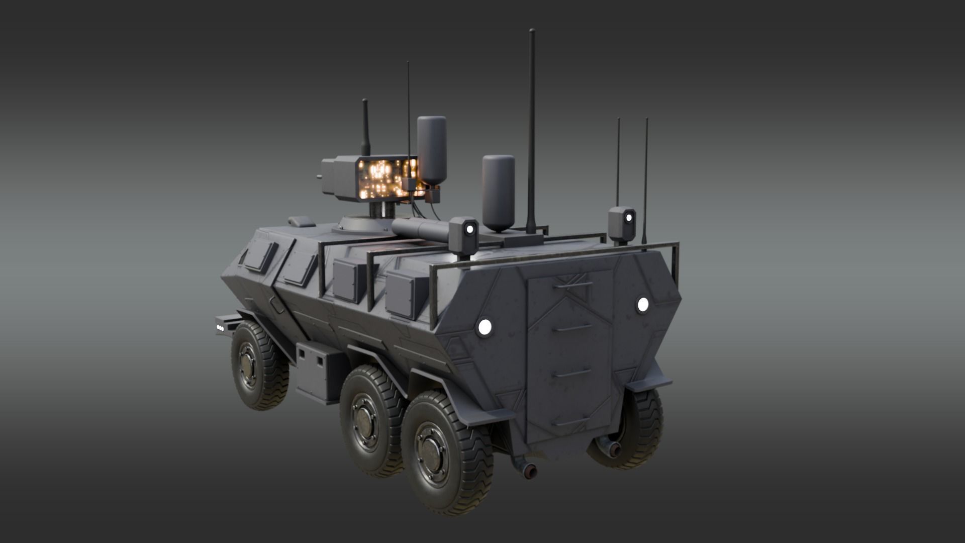Future Electronic Warfare Vehicle Low-poly 3D model_5