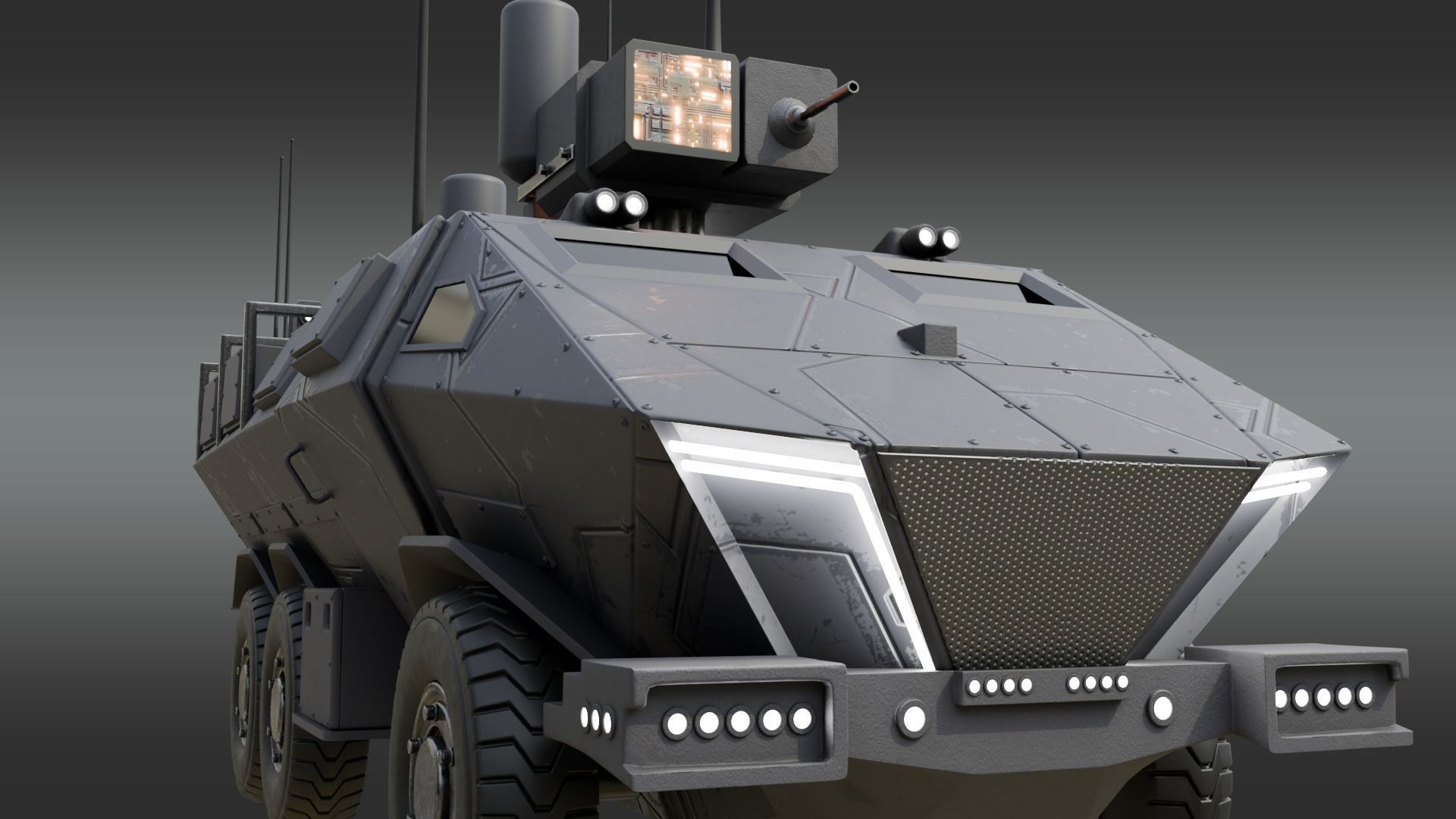 Future Electronic Warfare Vehicle Low-poly 3D model_11