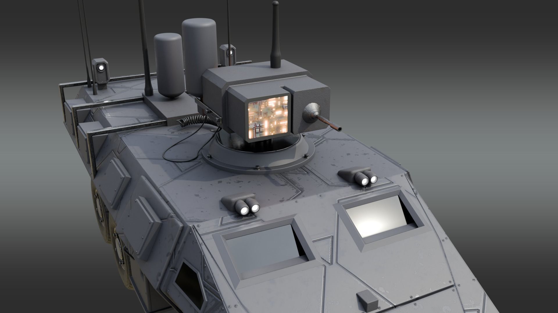 Future Electronic Warfare Vehicle Low-poly 3D model_12