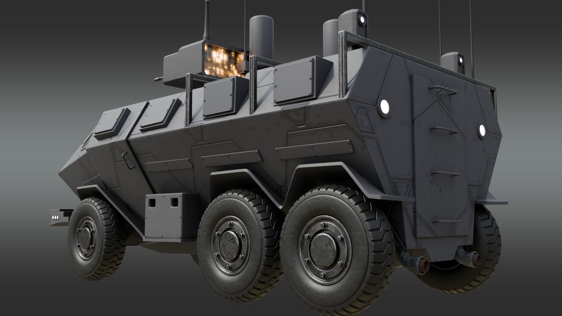Future Electronic Warfare Vehicle Low-poly 3D model_8