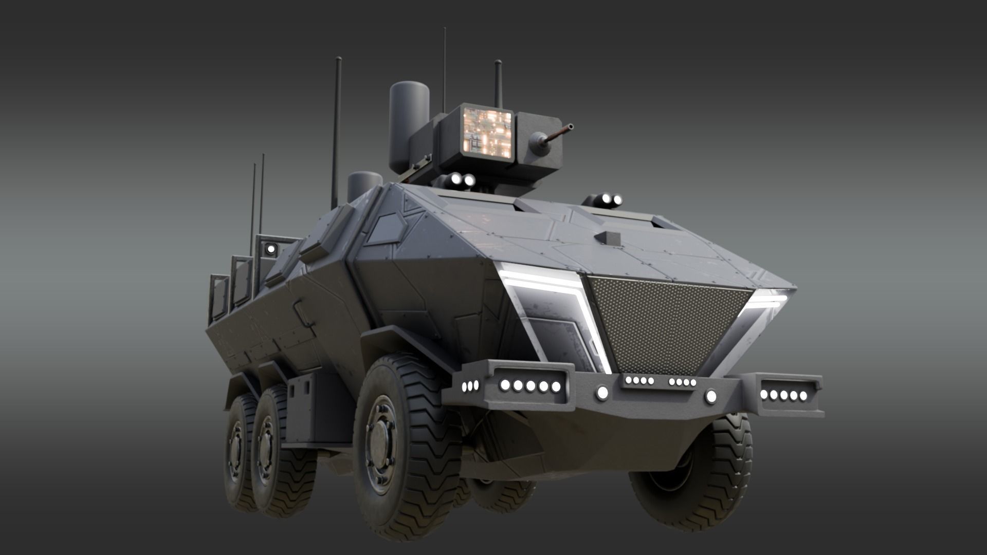 Future Electronic Warfare Vehicle Low-poly 3D model_2