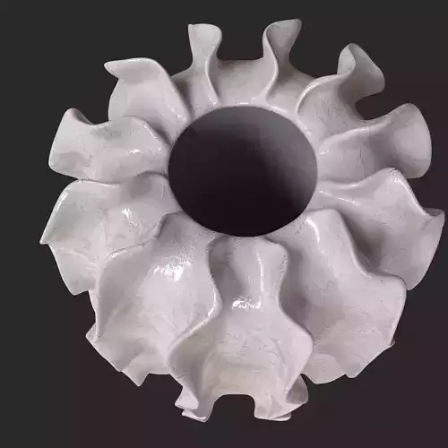 Elegant White Ceramic Vase Set with Vertical Wave Design