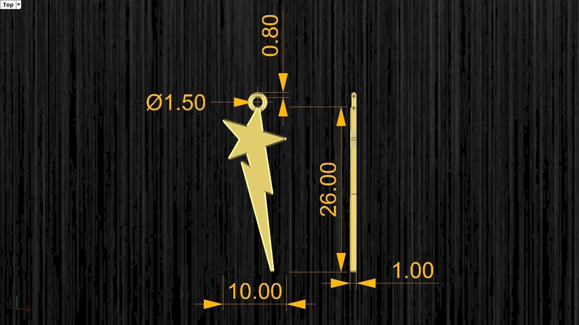 Raw Brass Lightning Charms Free 3D print model_1