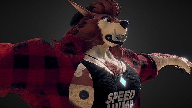 Hipster werewolf Low-poly 3D model