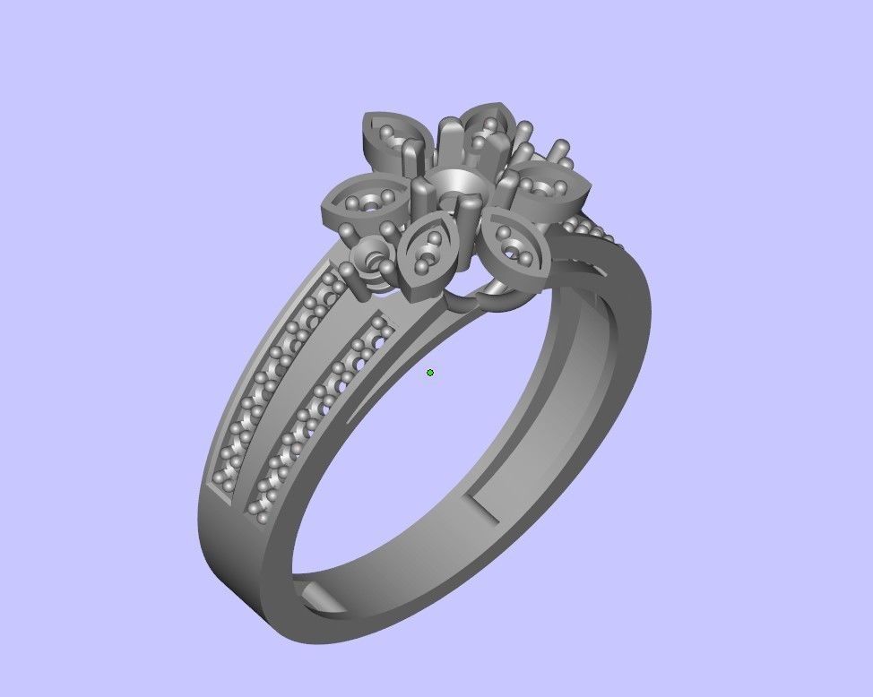 Flower solitaire ring 3D print model_1