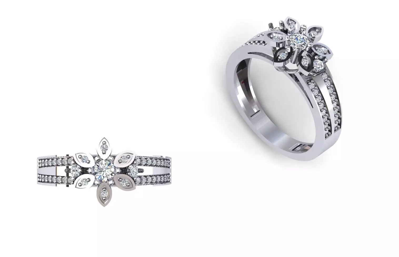 Flower solitaire ring 3D print model_0