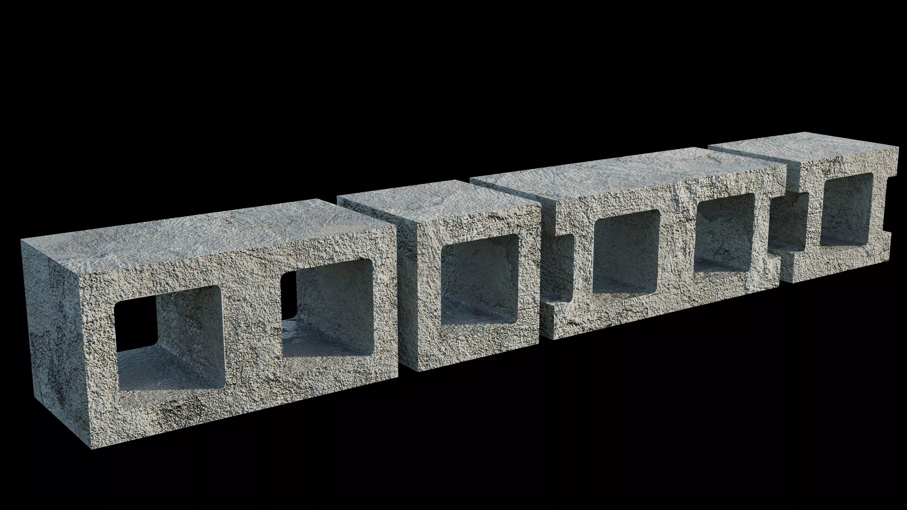 Assorted Cinder Blocks Free 3D model_0
