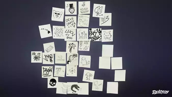 HIGH SCHOOL CLASSROOM - Sticky Notes 01 - LOW POLY