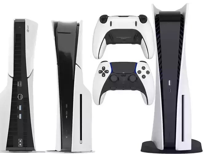 sony ps5 and playstation 5 slim with controller