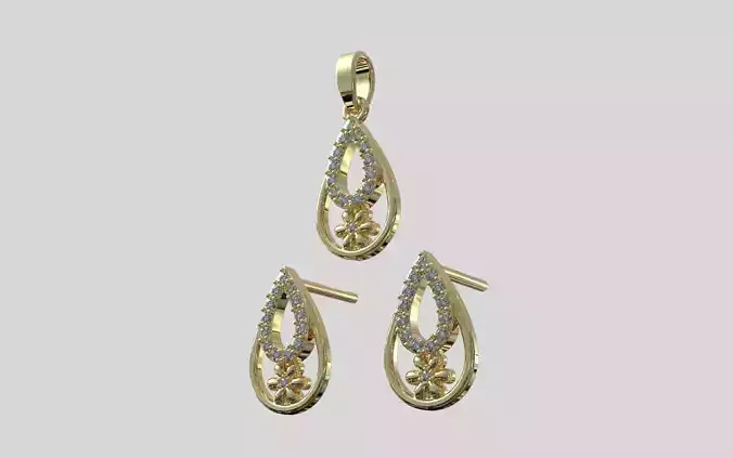 Lightweight earring necklace pendant model 925