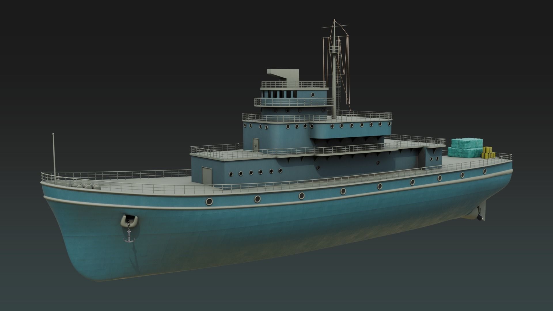 Historical Fleet Oilers and Replenishment Ship Low-poly 3D model_5