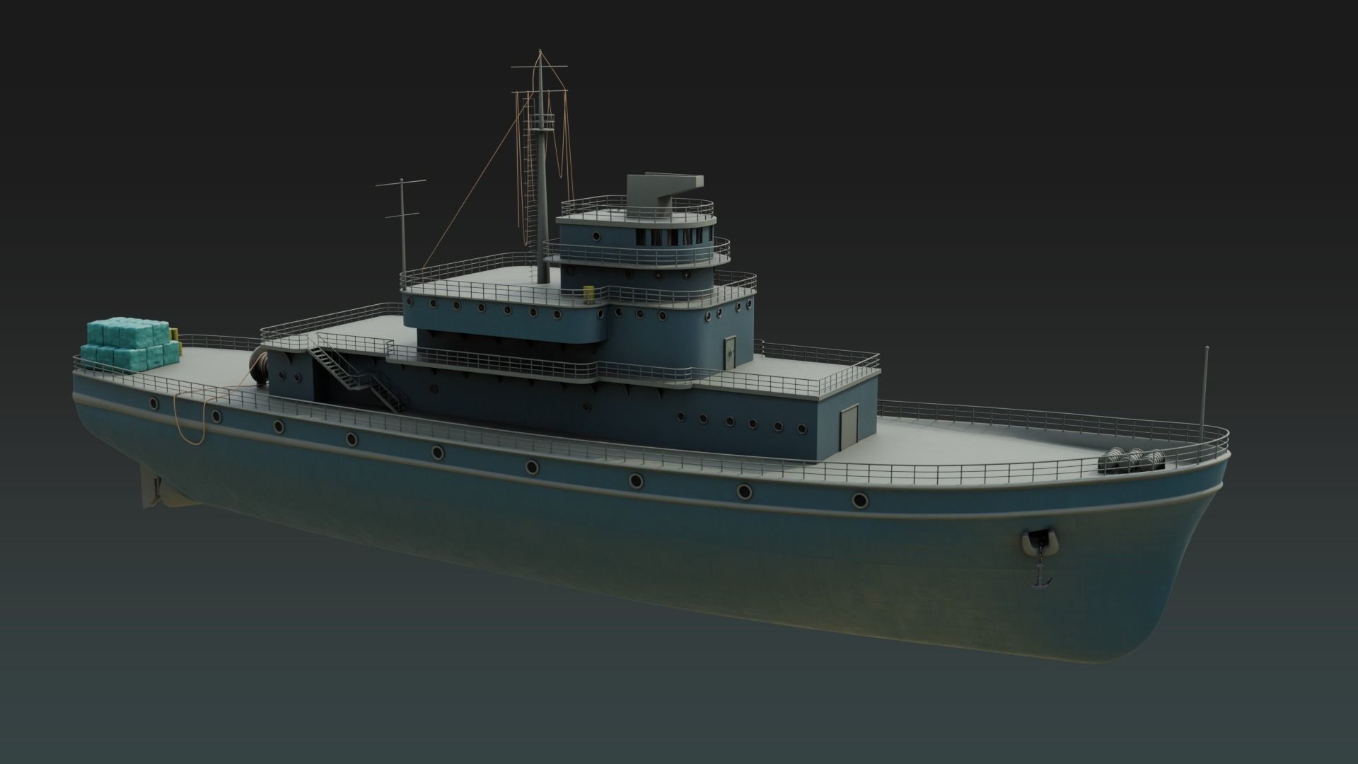 Historical Fleet Oilers and Replenishment Ship Low-poly 3D model_4