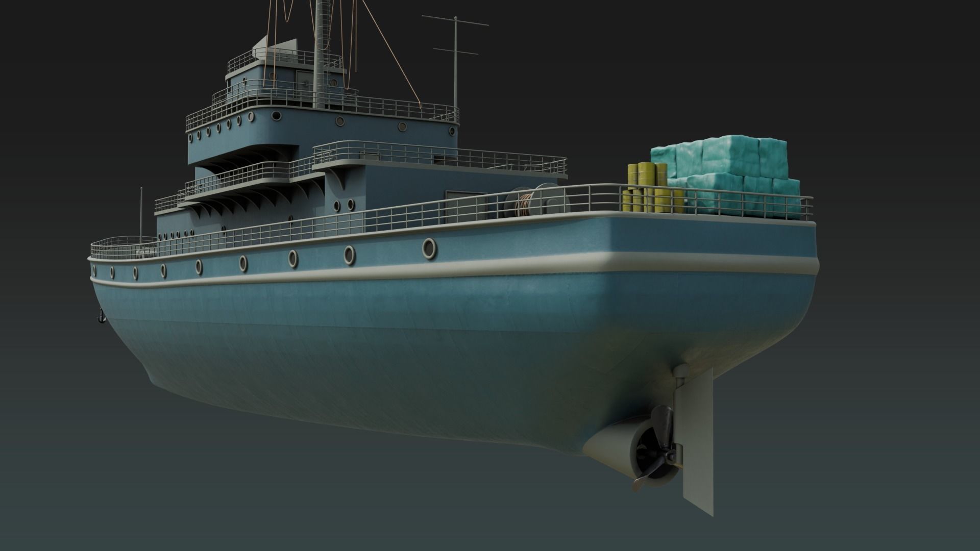 Historical Fleet Oilers and Replenishment Ship Low-poly 3D model_7