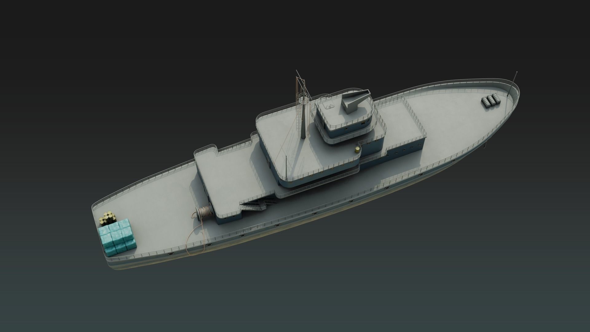Historical Fleet Oilers and Replenishment Ship Low-poly 3D model_15