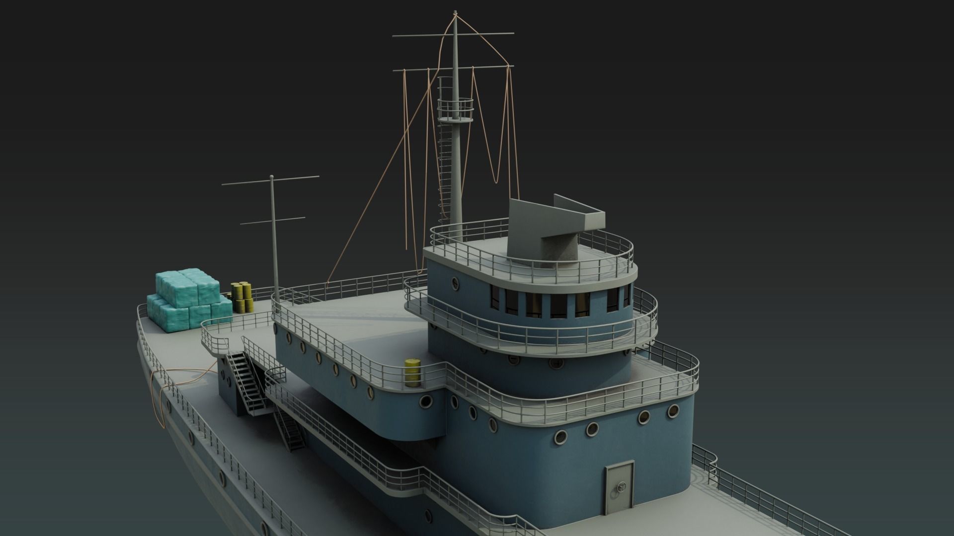 Historical Fleet Oilers and Replenishment Ship Low-poly 3D model_12