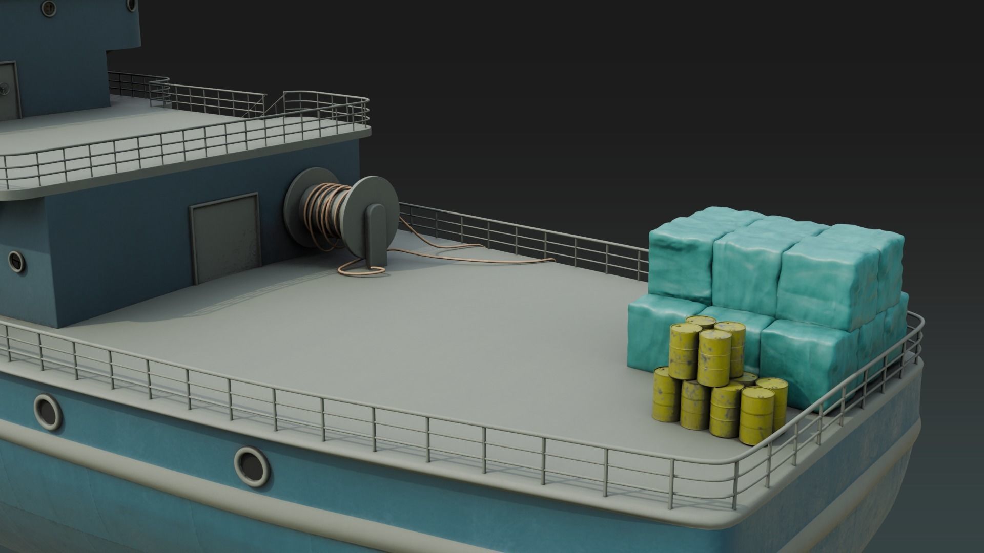 Historical Fleet Oilers and Replenishment Ship Low-poly 3D model_10