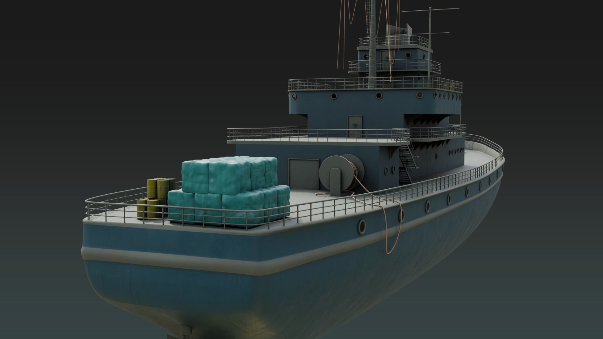 Historical Fleet Oilers and Replenishment Ship Low-poly 3D model_11