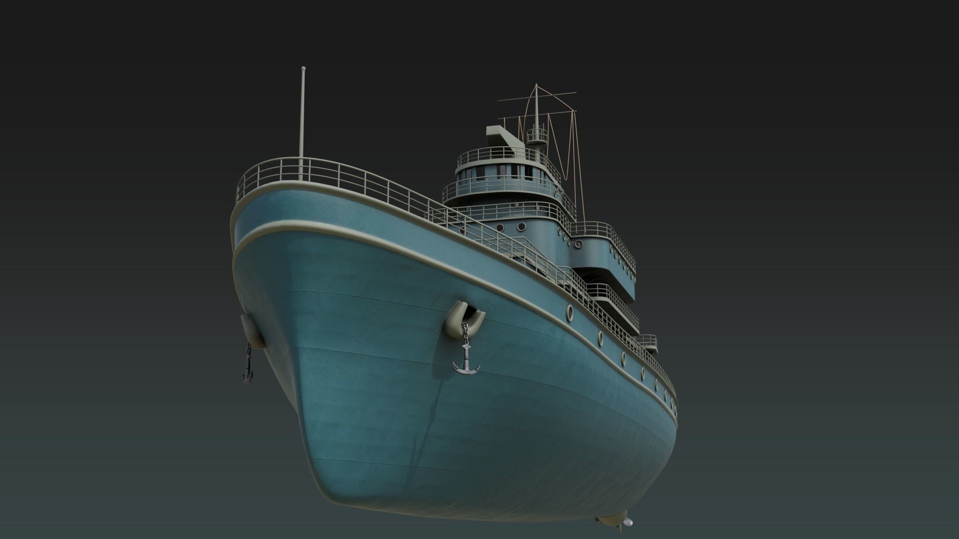Historical Fleet Oilers and Replenishment Ship Low-poly 3D model_14