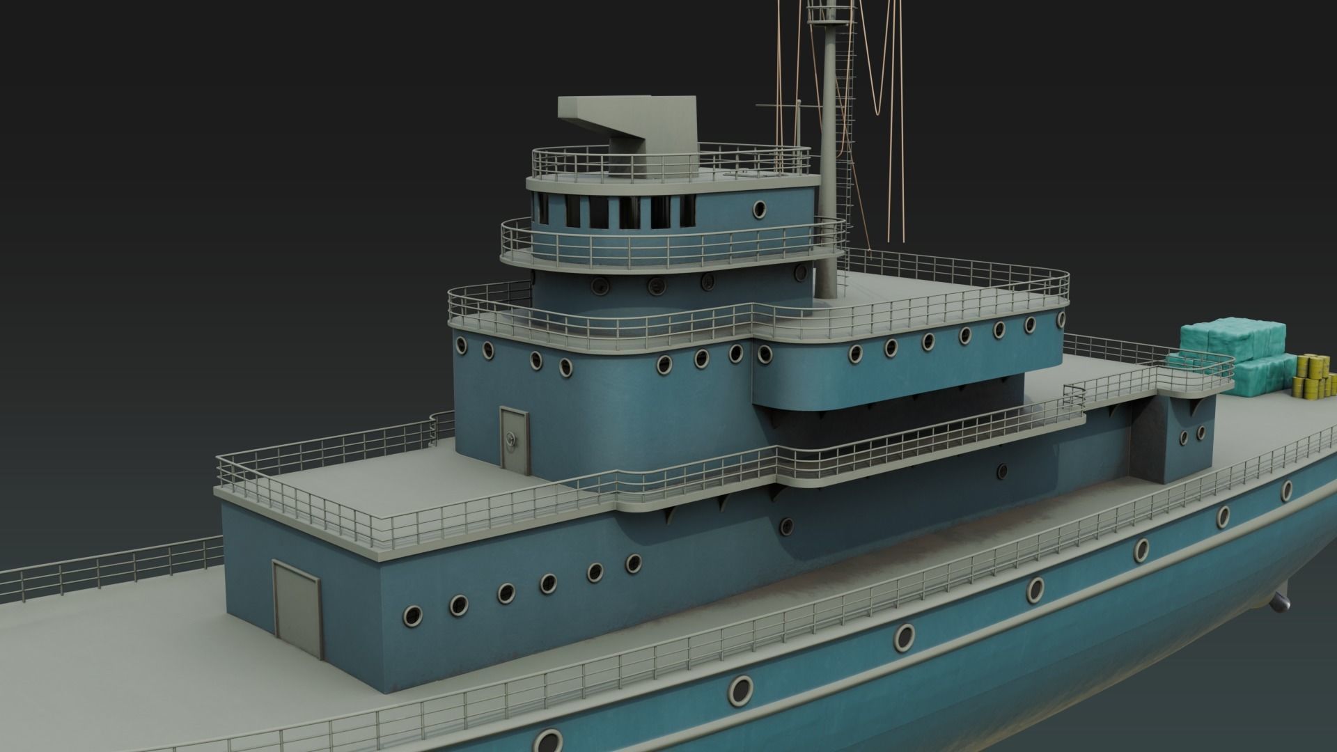 Historical Fleet Oilers and Replenishment Ship Low-poly 3D model_9