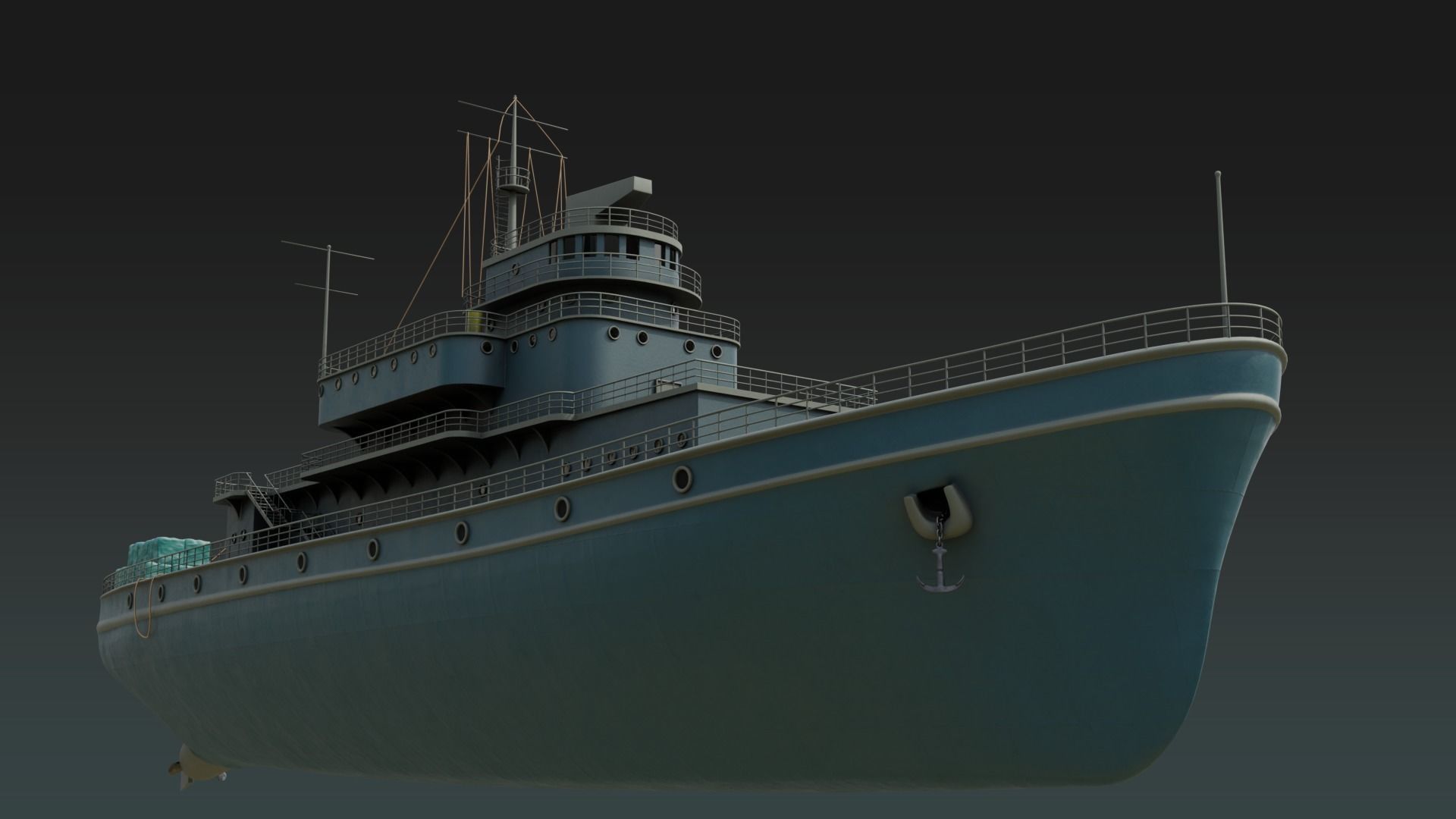 Historical Fleet Oilers and Replenishment Ship Low-poly 3D model_2