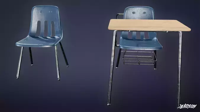 HIGH SCHOOL CLASSROOM - Student Chair 01 - LOW POLY Low-poly 3D model