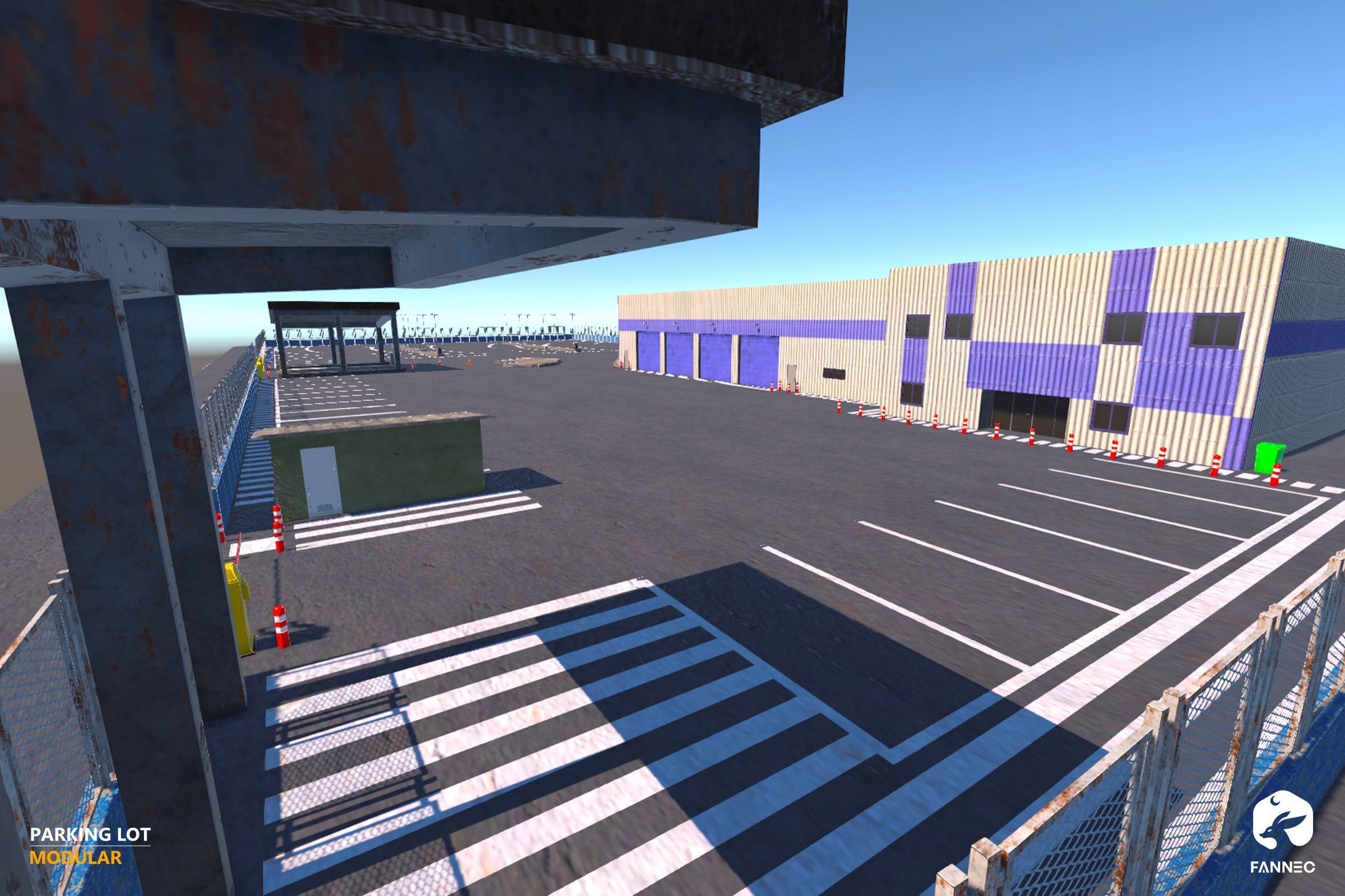 Modular Parking Lot V1 - Blender and FBX Low-poly 3D model_2