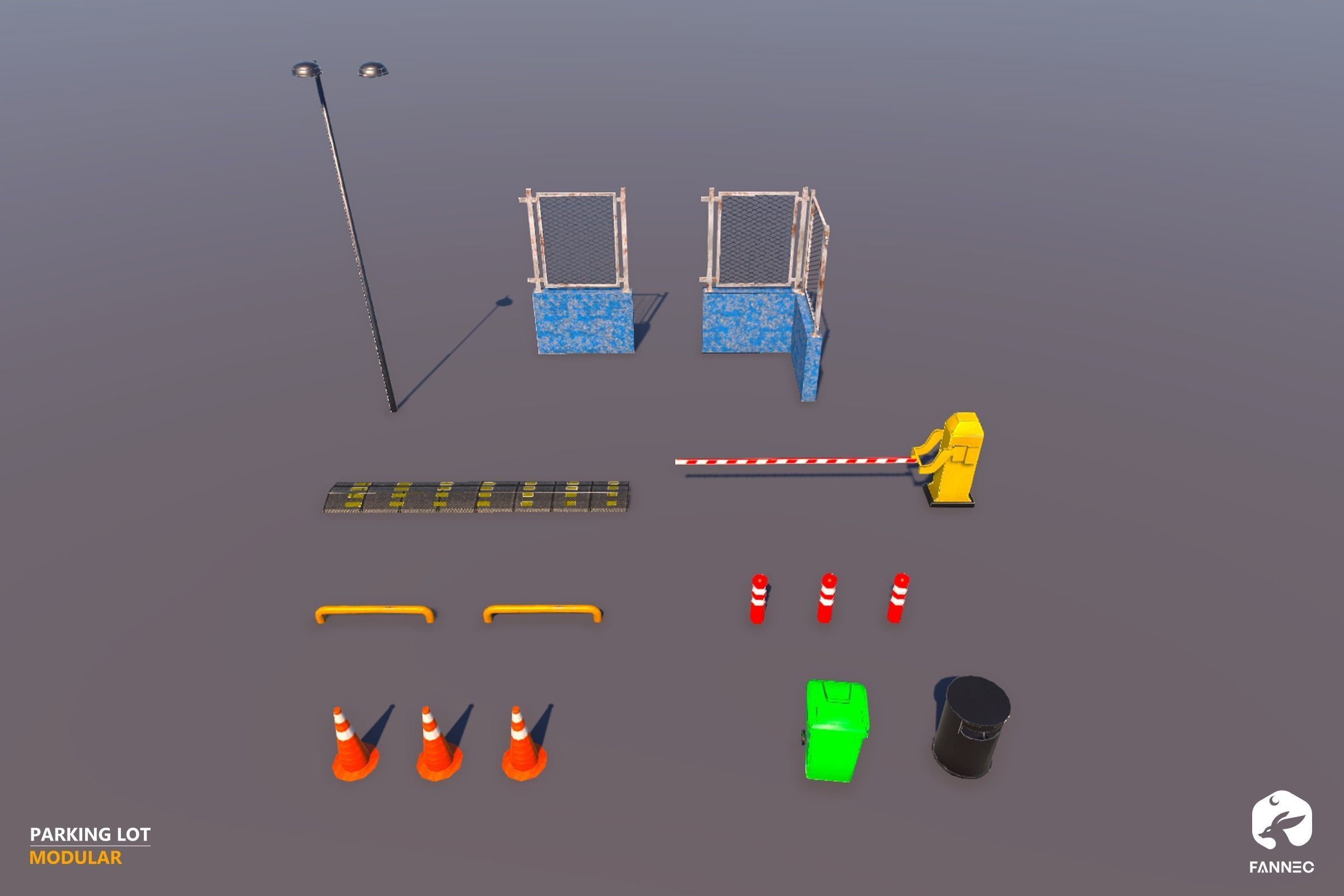 Modular Parking Lot V1 - Blender and FBX Low-poly 3D model_5