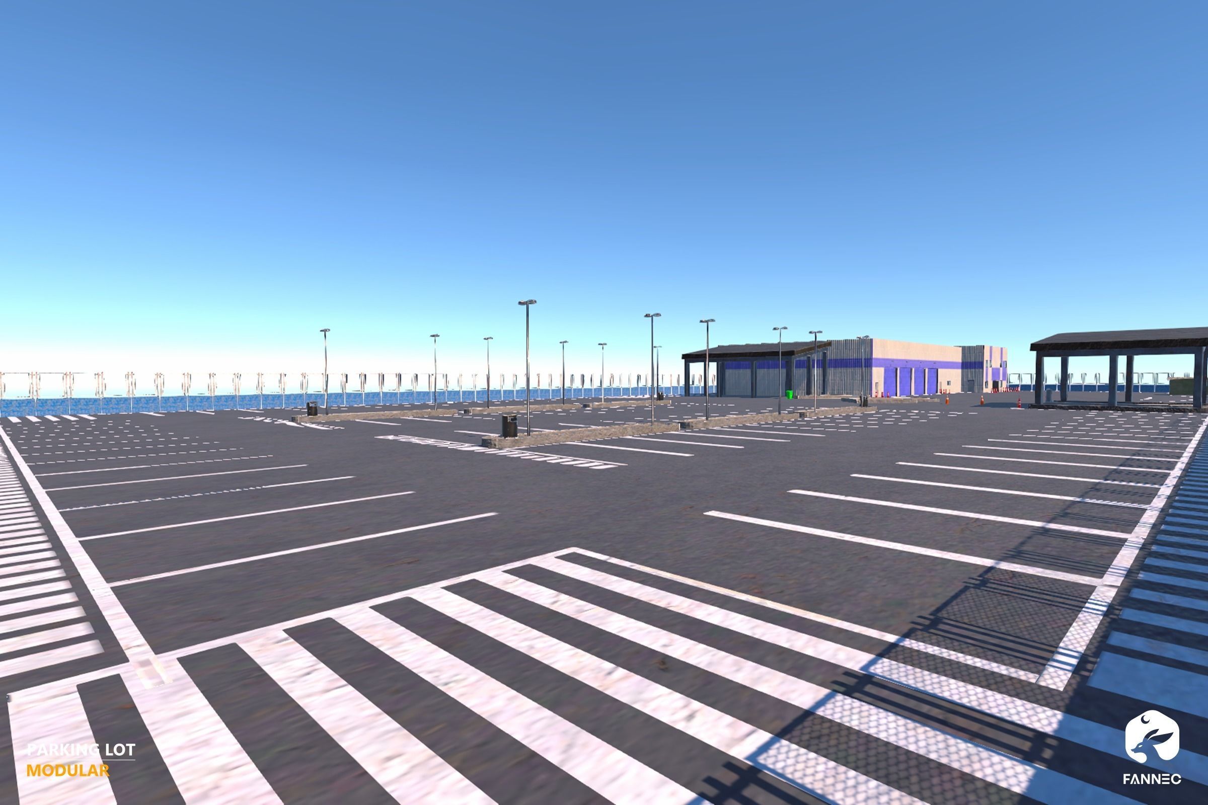 Modular Parking Lot V1 - Blender and FBX Low-poly 3D model_3