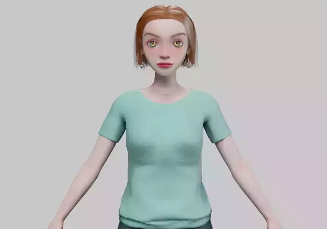 cartoon pretty girl V29219  Low-poly 3D model