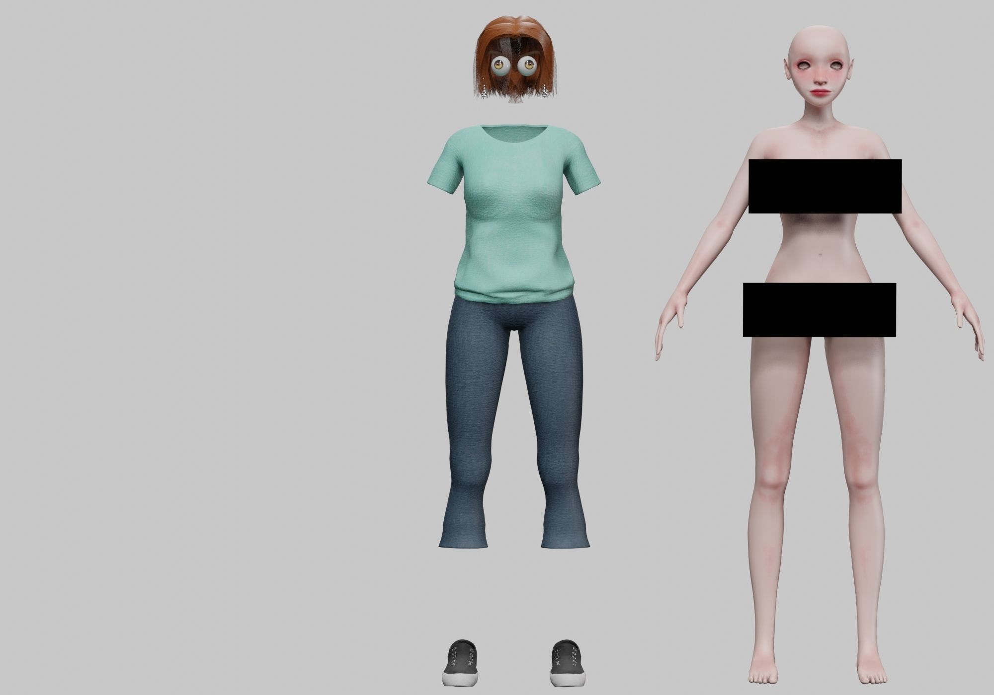 cartoon pretty girl V29219 Low-poly 3D model_8