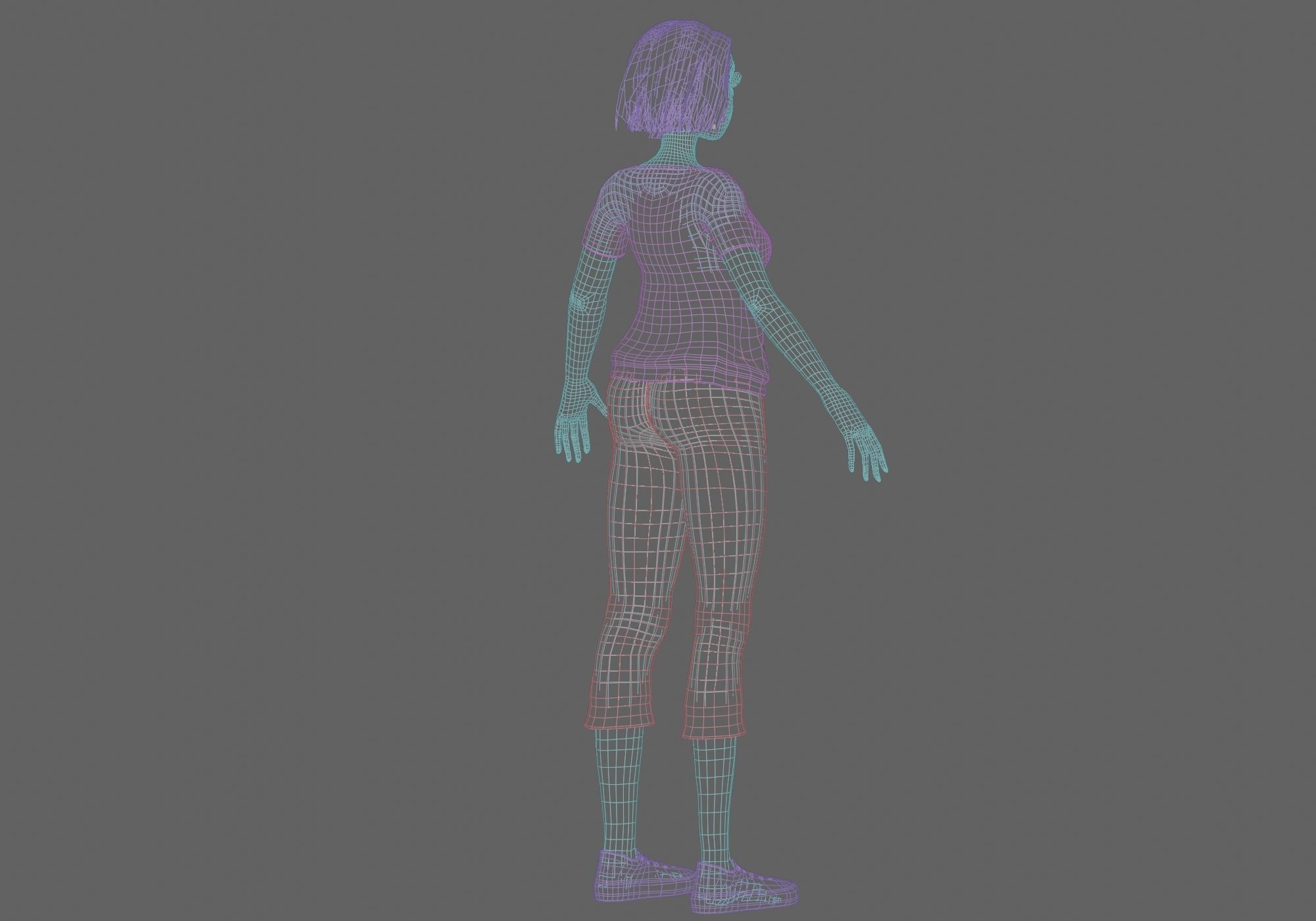 cartoon pretty girl V29219 Low-poly 3D model_13