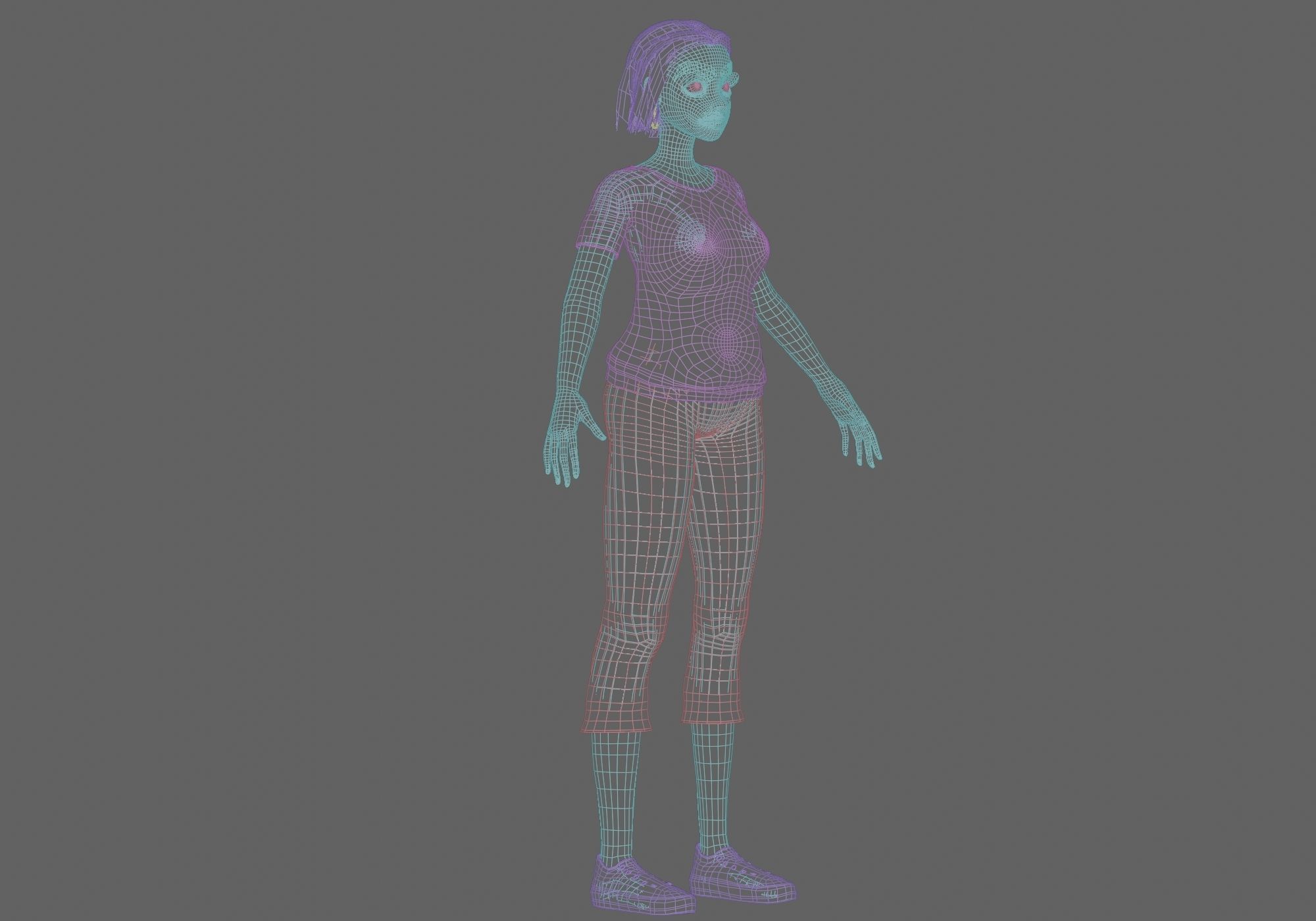 cartoon pretty girl V29219 Low-poly 3D model_11