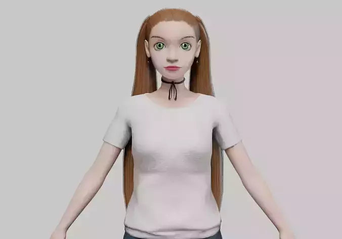 beautiful pretty girl V21570  Low-poly 3D model