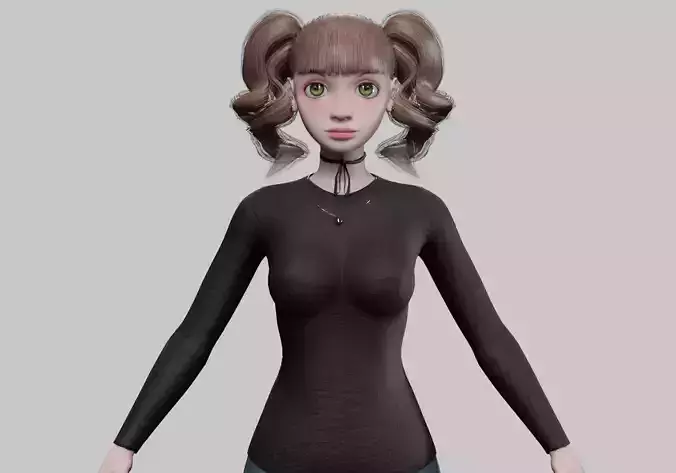 basic pretty girl V28012  Low-poly 3D model