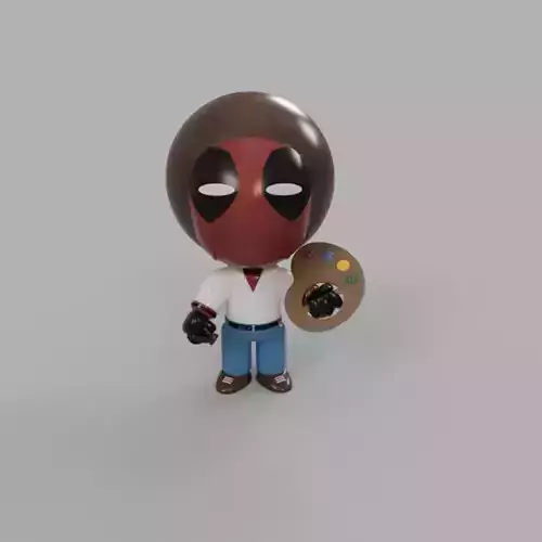 Marvel Comics Mini Deadpool Bob Ross Wade Wilson 3D model