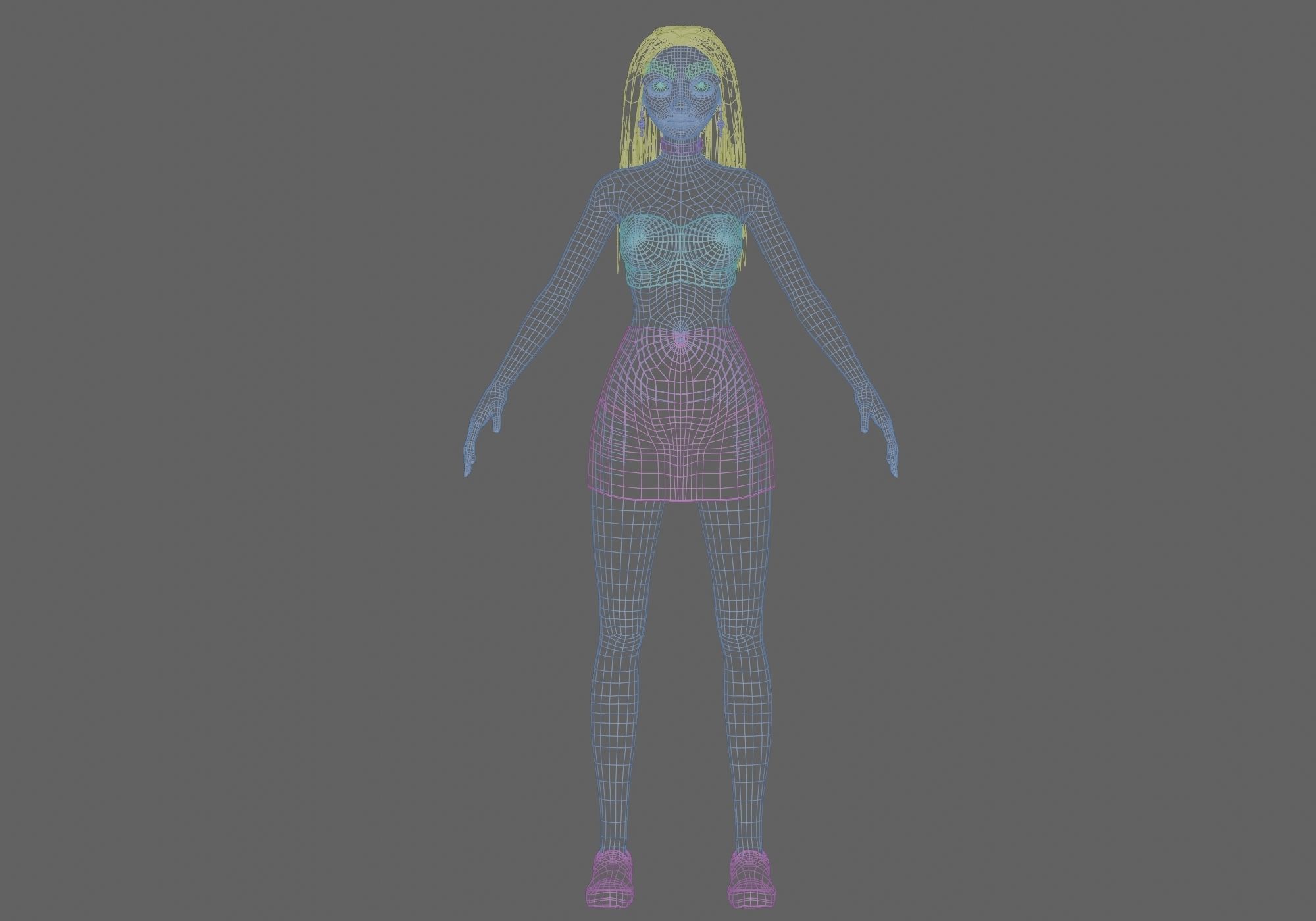 pretty standard girl V29915  Low-poly 3D model_10
