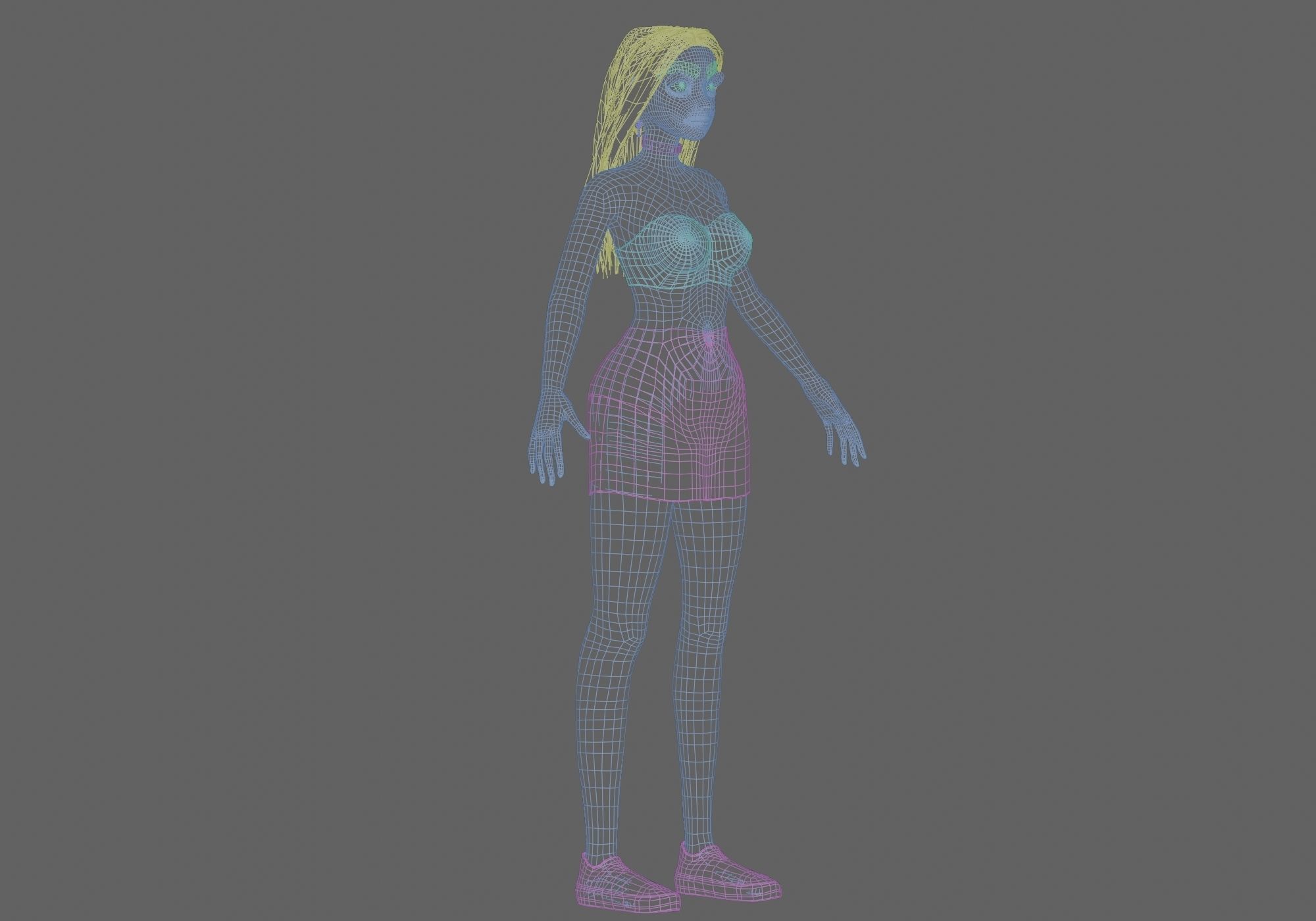 pretty standard girl V29915  Low-poly 3D model_11