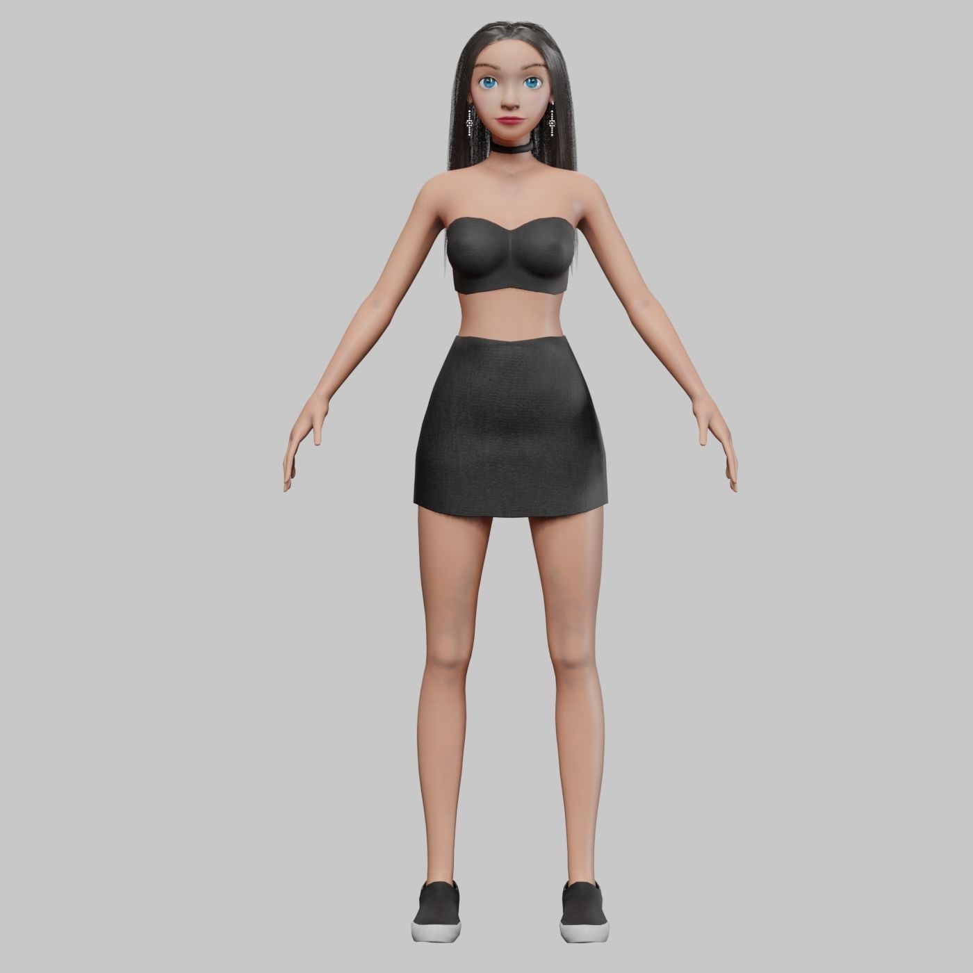 pretty standard girl V29915  Low-poly 3D model_9